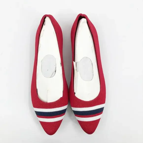 MIA Women's Emme Flyknit Ballet Flats Size 6 Red Stripes Pointed Toe NWOB - Picture 4 of 9